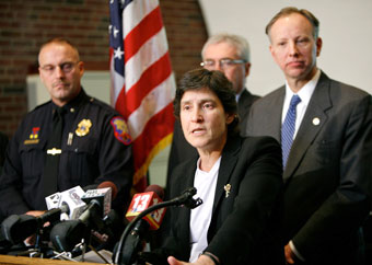 Deputy Secretary for Public Safety Elizabeth Glazer describes the state’s new Domestic Incident Report Repository, which provides law enforcement officials cross-jurisdictional access to information about reported incidents of domestic violence in the Upstate and Long Island counties.